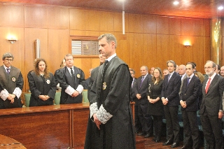 José Luis López del Moral durante el acto de posesión de su cargo como nuevo presidente del TSJ de Cantabria